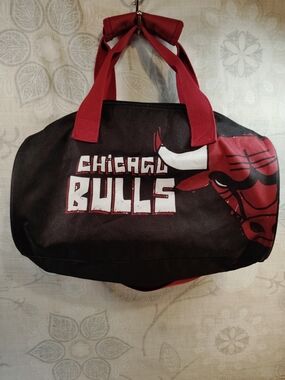 NBA Chicago Bulls Black and Red Small Duffel Bag